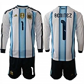 Men's Argentina #1 Benitez Long Sleeve National Team FIFA x World Cup 2026 Home White On Field Jersey,baseball caps,new era cap wholesale,wholesale hats