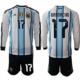 Men's Argentina #17 GARNACHO Long Sleeve National Team FIFA x World Cup 2026 Home White On Field Jersey,baseball caps,new era cap wholesale,wholesale hats