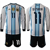 Men's Argentina #11 DI MARIA Long Sleeve National Team FIFA x World Cup 2026 Home White On Field Jersey,baseball caps,new era cap wholesale,wholesale hats