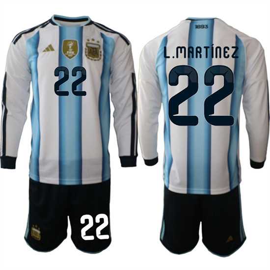 Men's Argentina #22 L.MARTINEZ Long Sleeve National Team FIFA x World Cup 2026 Home White On Field Jersey,We sell and wholesale Men's Argentina #22 L.MARTINEZ Long Sleeve National Team FIFA x World Cup 2026 Home White On Field Jersey on line form chian!