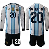 Men's Argentina #20 MAC ALLISTER Long Sleeve National Team FIFA x World Cup 2026 Home White On Field Jersey,baseball caps,new era cap wholesale,wholesale hats