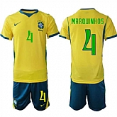 Men's Brazil #4 MARQUINHOS National Team FIFA x World Cup 2026 Home On Field Jersey,baseball caps,new era cap wholesale,wholesale hats