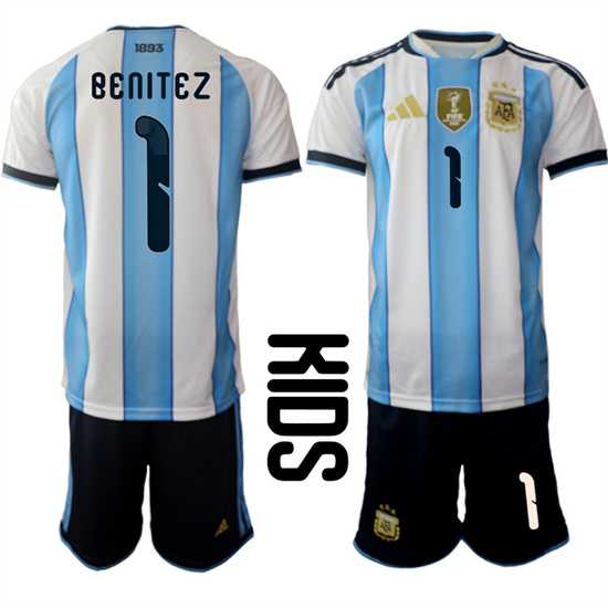 Youth Argentina #1 Benitez National Team FIFA x World Cup 2026 Home White On Field Kids Jersey,We sell and wholesale Youth Argentina #1 Benitez National Team FIFA x World Cup 2026 Home White On Field Kids Jersey on line form chian!