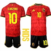 Youth Belgium #10 E.HAZARD National Team FIFA x World Cup 2026 Home Red On Field Kids Jersey,baseball caps,new era cap wholesale,wholesale hats