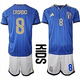 Youth Italy #8 CASADEI National Team FIFA x World Cup 2026 Home Blue On Field Kids Jerseys,baseball caps,new era cap wholesale,wholesale hats