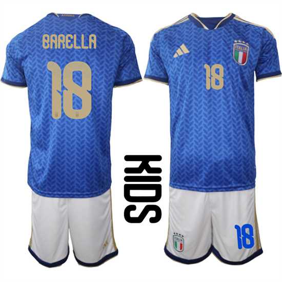 Youth Italy #18 BARELLA National Team FIFA x World Cup 2026 Home Blue On Field Kids Jerseys,We sell and wholesale Youth Italy #18 BARELLA National Team FIFA x World Cup 2026 Home Blue On Field Kids Jerseys on line form chian!
