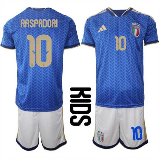 Youth Italy #10 RASPADORI National Team FIFA x World Cup 2026 Home Blue On Field Kids Jerseys,We sell and wholesale Youth Italy #10 RASPADORI National Team FIFA x World Cup 2026 Home Blue On Field Kids Jerseys on line form chian!
