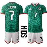 Youth Mexico #7 L.ROMO National Team FIFA x World Cup 2026 Home Green On Field Kids Jersey,baseball caps,new era cap wholesale,wholesale hats