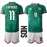 Youth Mexico #11 S.GIMENEZ National Team FIFA x World Cup 2026 Home Green On Field Kids Jersey,baseball caps,new era cap wholesale,wholesale hats