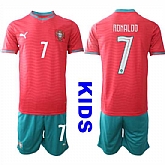 Youth Portugal #7 RONALDO National Team FIFA x World Cup 2026 Home Red On Eusebio special edition Kids Jerseys,baseball caps,new era cap wholesale,wholesale hats