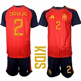 Youth Spain #2 CARVAJAL National Team FIFA x World Cup 2026 Home Red On Field Kids Jerseys,baseball caps,new era cap wholesale,wholesale hats