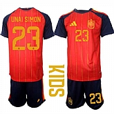 Youth Spain #23 UNAI SIMON National Team FIFA x World Cup 2026 Home Red On Field Kids Jerseys,baseball caps,new era cap wholesale,wholesale hats
