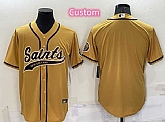Custom Men's New Orleans Saints Gold Cool Base Stitched Baseball Jersey,baseball caps,new era cap wholesale,wholesale hats