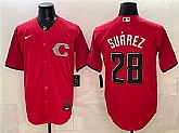 Men's Cincinnati Reds #28 Eugenio Suarez Red 2026 City Connect Stadium Stitched Jersey,baseball caps,new era cap wholesale,wholesale hats