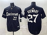 Men's Cincinnati Reds #27 Sal Stewart Black 'Gothic Queen City Edition' Vapor Premier Limited Stitched Jersey,baseball caps,new era cap wholesale,wholesale hats