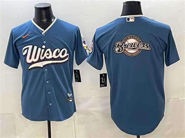 Men's Milwaukee Brewers Team Big Logo Mineral Blue 2026 City Connect Stadium Stitched Jersey,We sell and wholesale Men's Milwaukee Brewers Team Big Logo Mineral Blue 2026 City Connect Stadium Stitched Jersey on line form chian!