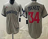 Men's Minnesota Twins #34 Kirby Puckett Grey Cool Base Stitched Jersey,baseball caps,new era cap wholesale,wholesale hats