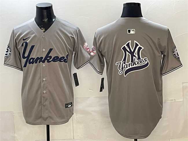 Men's New York Yankees Team Big Logo Grey With Patch Limited Stitched Jersey,We sell and wholesale Men's New York Yankees Team Big Logo Grey With Patch Limited Stitched Jersey on line form chian!
