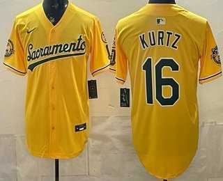 Men's Oakland Athletics #16 Nick Kurtz Yellow Limited Jersey,We sell and wholesale Men's Oakland Athletics #16 Nick Kurtz Yellow Limited Jersey on line form chian!