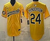 Men's Oakland Athletics #24 Ricky Henderson Yellow Limited Jersey,baseball caps,new era cap wholesale,wholesale hats