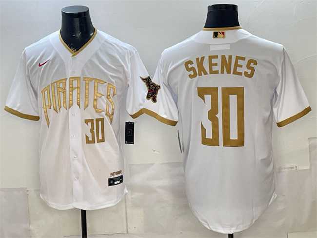 Men's Pittsburgh Pirates #30 Paul Skenes White 2026 City Connect Stadium Stitched Jersey,We sell and wholesale Men's Pittsburgh Pirates #30 Paul Skenes White 2026 City Connect Stadium Stitched Jersey on line form chian!
