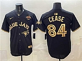 Men's Toronto Blue Jays #84 Dylan Cease Black Gold 2025 American League Champions Limited Stitched Jersey,baseball caps,new era cap wholesale,wholesale hats