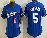 Women's Los Angeles Dodgers #5 Freddie Freeman Blue Alternate Stadium Jersey,baseball caps,new era cap wholesale,wholesale hats
