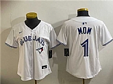 Women's Toronto Blue Jays #1 Mom White Limited Stitched Jersey(Run Small),baseball caps,new era cap wholesale,wholesale hats