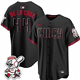 Men's Cincinnati Reds #44 Elly De La Cruz Black City Connect With Patch Limited Stitched Jersey Dzhi,baseball caps,new era cap wholesale,wholesale hats