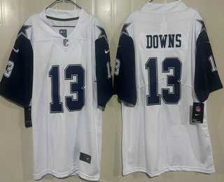 Men's Dallas Cowboys #13 Caleb Downs White Throwback Vapor Jersey,We sell and wholesale Men's Dallas Cowboys #13 Caleb Downs White Throwback Vapor Jersey on line form chian!