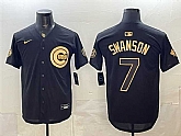 Men's Chicago Cubs #7 Dansby Swanson Black Gold 150th Anniversary Patch Stitched Jersey Dzhi,baseball caps,new era cap wholesale,wholesale hats