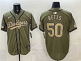 Men's Los Angeles Dodgers #50 Mookie Betts Olive 2026 Armed Forces Day Stitched Jersey Dzhi,baseball caps,new era cap wholesale,wholesale hats