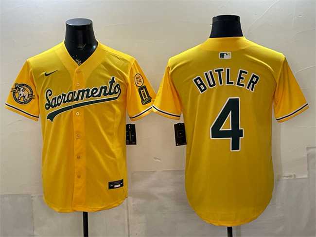 Men's Oakland Athletics #4 Lawrence Butler 2026 Yellow Alternate Sacramento Celebrating 125 Years Vapor Limited Stitched Jersey,We sell and wholesale Men's Oakland Athletics #4 Lawrence Butler 2026 Yellow Alternate Sacramento Celebrating 125 Years Vapor Limited Stitched Jersey on line form chian!