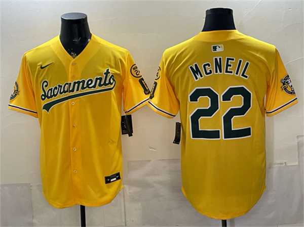Men's Oakland Athletics #22 Jeff McNeil 2026 Yellow Alternate Sacramento Celebrating 125 Years Vapor Limited Stitched Jersey,We sell and wholesale Men's Oakland Athletics #22 Jeff McNeil 2026 Yellow Alternate Sacramento Celebrating 125 Years Vapor Limited Stitched Jersey on line form chian!