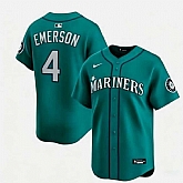 Men's Seattle Mariners #4 Colt Emerson Aqua Limited Stitched jersey Dzhi,baseball caps,new era cap wholesale,wholesale hats