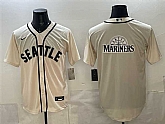 Men's Seattle Mariners Team Big Logo Cream Alternate Stitched Jersey Dzhi,baseball caps,new era cap wholesale,wholesale hats