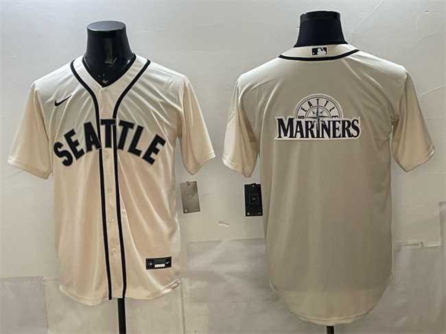 Men's Seattle Mariners Team Big Logo Cream Alternate Stitched Jersey Dzhi,We sell and wholesale Men's Seattle Mariners Team Big Logo Cream Alternate Stitched Jersey Dzhi on line form chian!