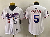Women's Los Angeles Dodgers #5 Freddie Freeman White Hello Kitty Night 2025 World Series Champions Patch Stitched Jersey Dzhi,baseball caps,new era cap wholesale,wholesale hats