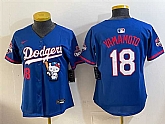Women's Los Angeles Dodgers #18 Yoshinobu Yamamoto Royal Hello Kitty Night 2025 World Series Champions Patch Stitched Jersey Dzhi,baseball caps,new era cap wholesale,wholesale hats