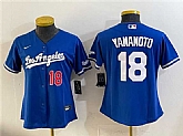 Women's Los Angeles Dodgers #18 Yoshinobu Yamamoto Royal Alternate Stadium Stitched Jersey,baseball caps,new era cap wholesale,wholesale hats