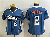 Women's Milwaukee Brewers #2 Brice Turang Mineral Blue 2026 City Connect Stadium Stitched Jersey,baseball caps,new era cap wholesale,wholesale hats