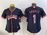 Women's San Francisco Giants #1 Luis Arraez Black 2026 Alternate Stadium Stitched Jersey Dzhi,baseball caps,new era cap wholesale,wholesale hats
