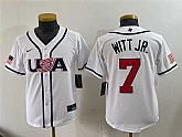 Youth USA Baseball #7 Bobby Witt Jr. White 2026 World Baseball Classic Home Stadium Stitched Jersey,baseball caps,new era cap wholesale,wholesale hats