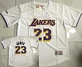 Men's Los Angeles Lakers #23 LeBron James White Short Sleeved AU Throwback Jersey Dzhi,baseball caps,new era cap wholesale,wholesale hats