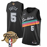 Men's San Antonio Spurs #5 Stephon Castle Black 2026 Finals Patch City Edition Stitched Jersey Dzhi,baseball caps,new era cap wholesale,wholesale hats