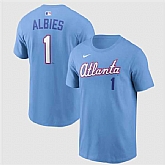 Men's Atlanta Braves #1 Ozzie Albies Powder Blue 2026 City Connect T-Shirt,baseball caps,new era cap wholesale,wholesale hats