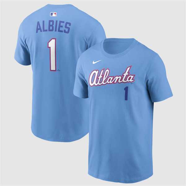 Men's Atlanta Braves #1 Ozzie Albies Powder Blue 2026 City Connect T-Shirt,We sell and wholesale Men's Atlanta Braves #1 Ozzie Albies Powder Blue 2026 City Connect T-Shirt on line form chian!