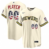 Men's Milwaukee Brewers ACTIVE PLAYER Custom Cream 2026 All-Star Edition Stars & Stripes USA 250 Patch Stitched Jersey,baseball caps,new era cap wholesale,wholesale hats