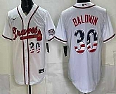 Men's Atlanta Braves #30 Drake Baldwin White USA 250 Fourth of July Home Stadium Stitched Jersey Dzhi,baseball caps,new era cap wholesale,wholesale hats