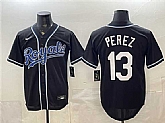 Men's Kansas City Royals #13 Salvador Perez Black 2026 Fashion Replica Black Out Stitched Jersey,baseball caps,new era cap wholesale,wholesale hats